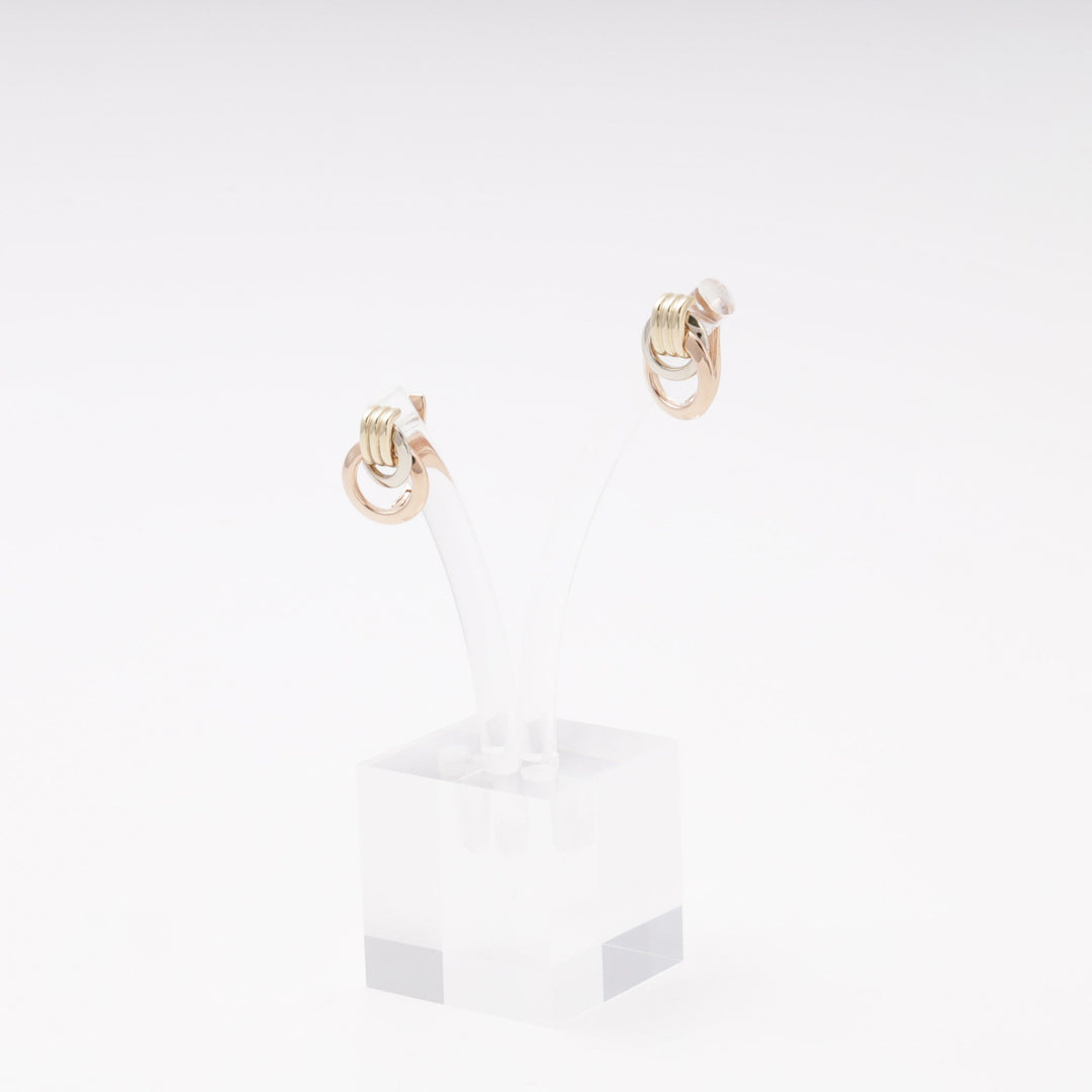 Gold 585 Three-Tone Interlocking Knot Earrings | Ukrainian Jewelry