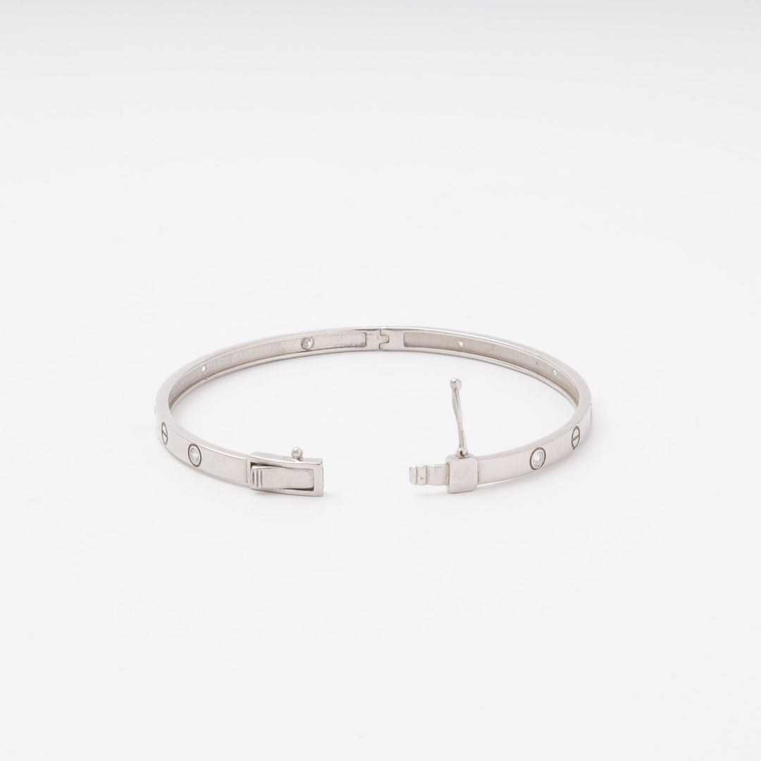 Silver 925 Rhodium Rigid Bangle with CZ | Ukrainian Jewelry