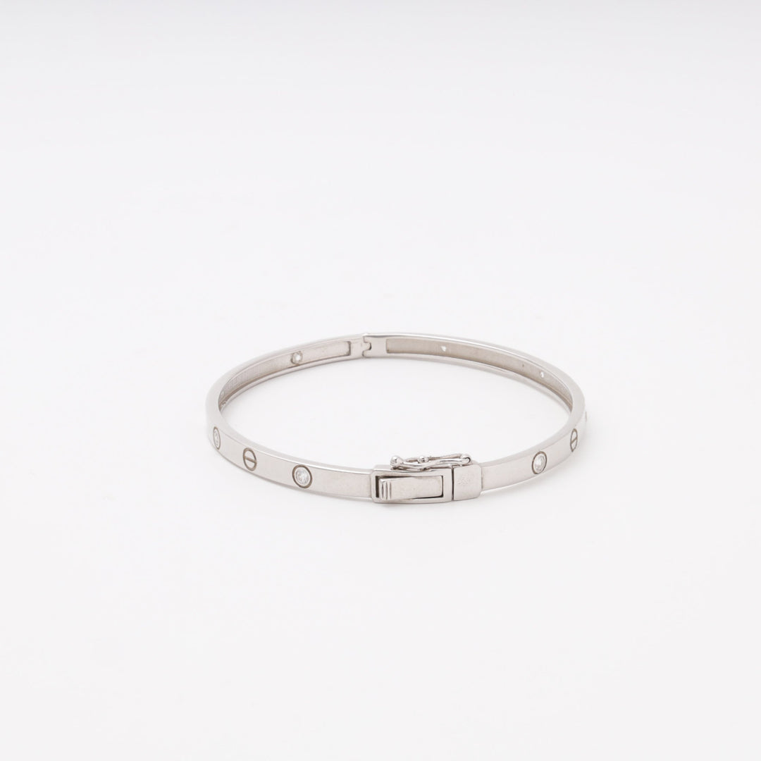 Silver 925 Rhodium Rigid Bangle with CZ | Ukrainian Jewelry