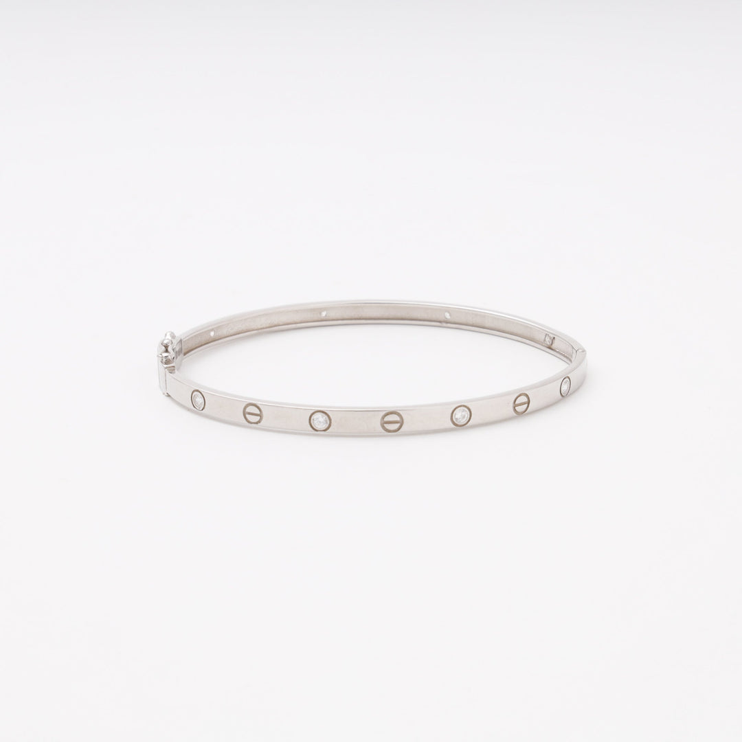 Silver 925 Rhodium Rigid Bangle with CZ | Ukrainian Jewelry