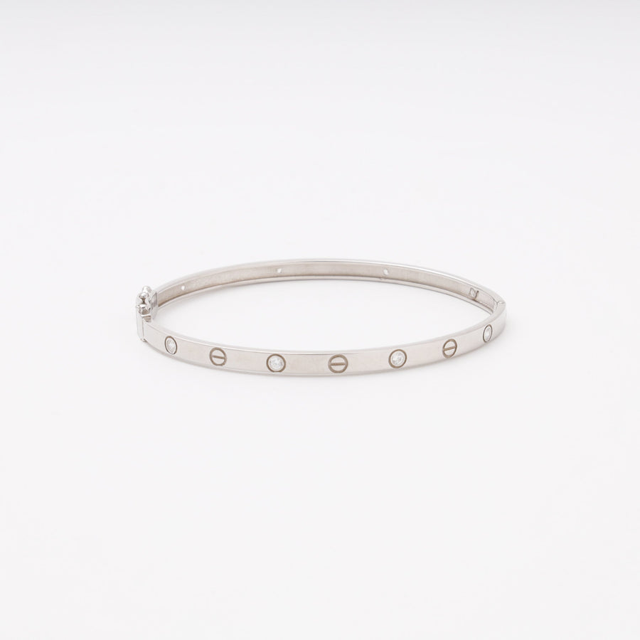 Silver 925 Rhodium Rigid Bangle with CZ | Ukrainian Jewelry
