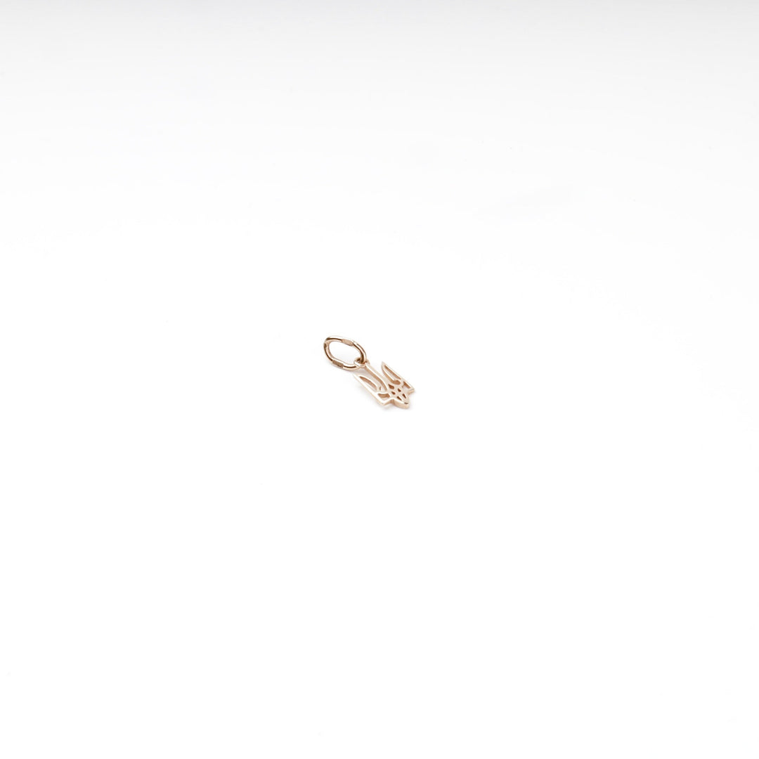 Small Rose Gold 585 Ukrainian Trident Pendant | Ukrainian Jewelry