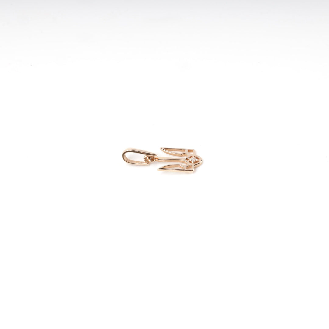 Rose Gold 585 Ukrainian Trident Pendant with Cubic Zirconia | Ukrainian Jewelry