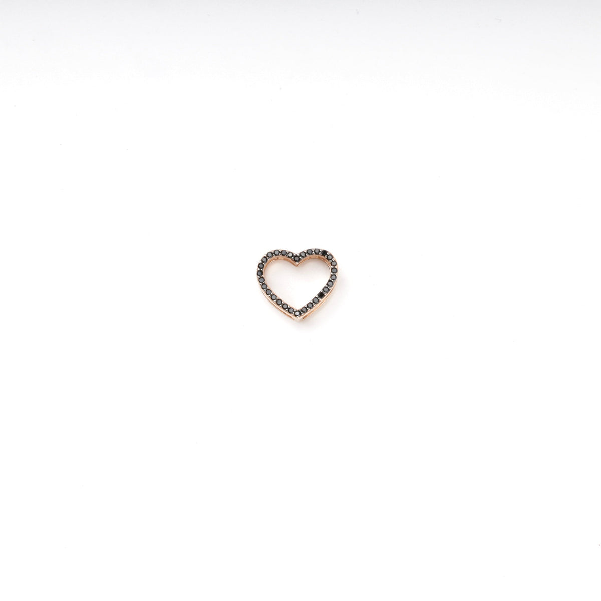 Gold 585 Open Heart Pendant with Black Cubic Zirconia | Ukrainian Jewelry
