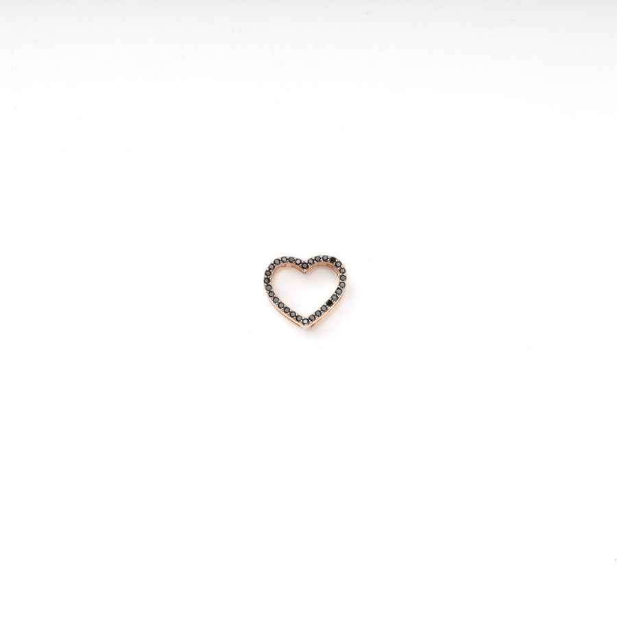 Gold 585 Open Heart Pendant with Black Cubic Zirconia | Ukrainian Jewelry