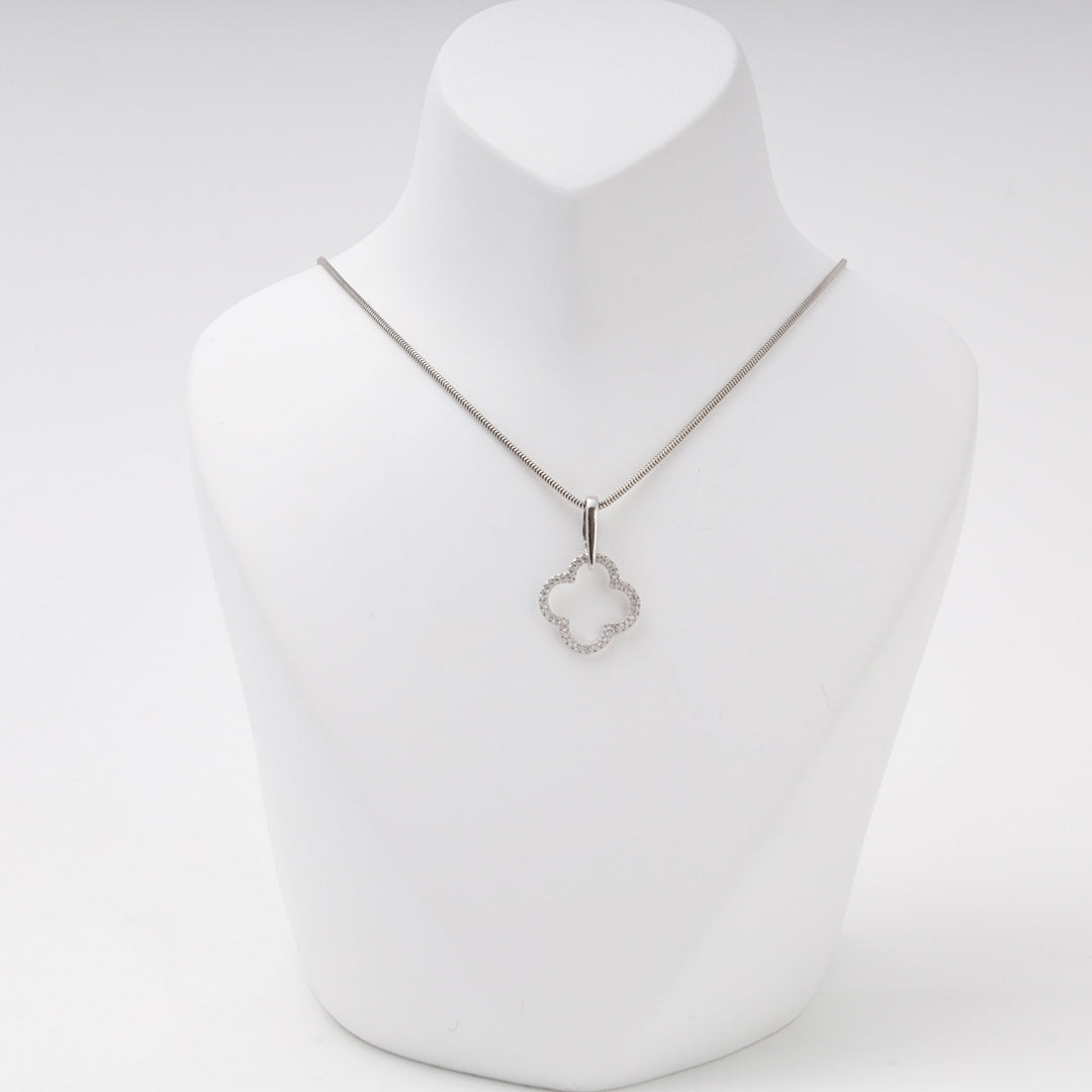 Silver 925 Clover Pendant with Cubic Zirconia | Ukrainian Jewelry