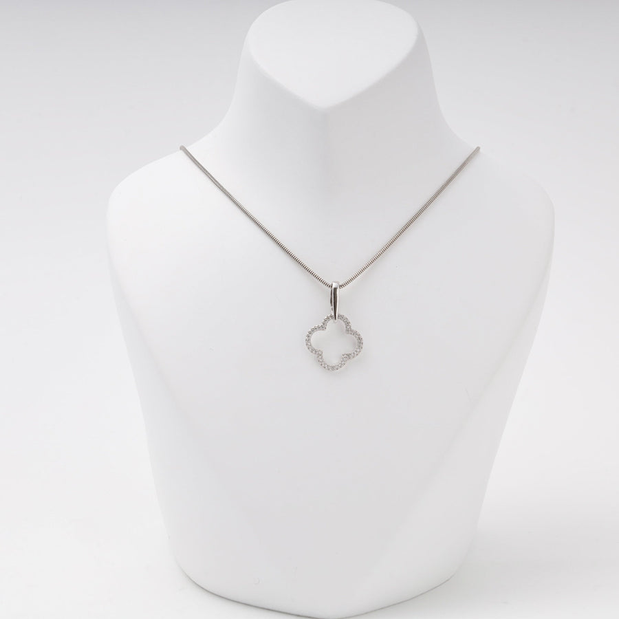Silver 925 Clover Pendant with Cubic Zirconia | Ukrainian Jewelry