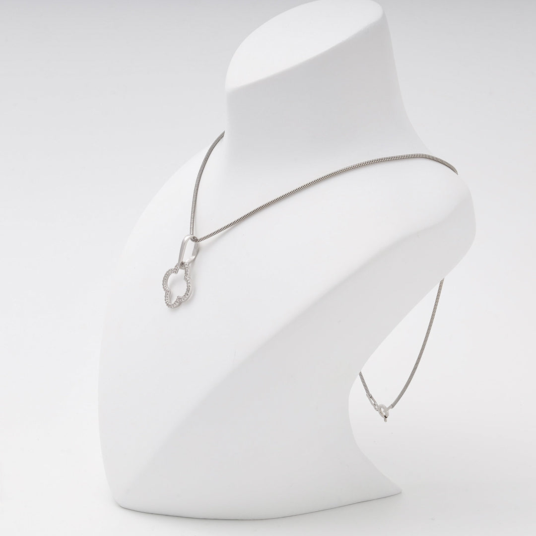 Silver 925 Clover Pendant with Cubic Zirconia | Ukrainian Jewelry