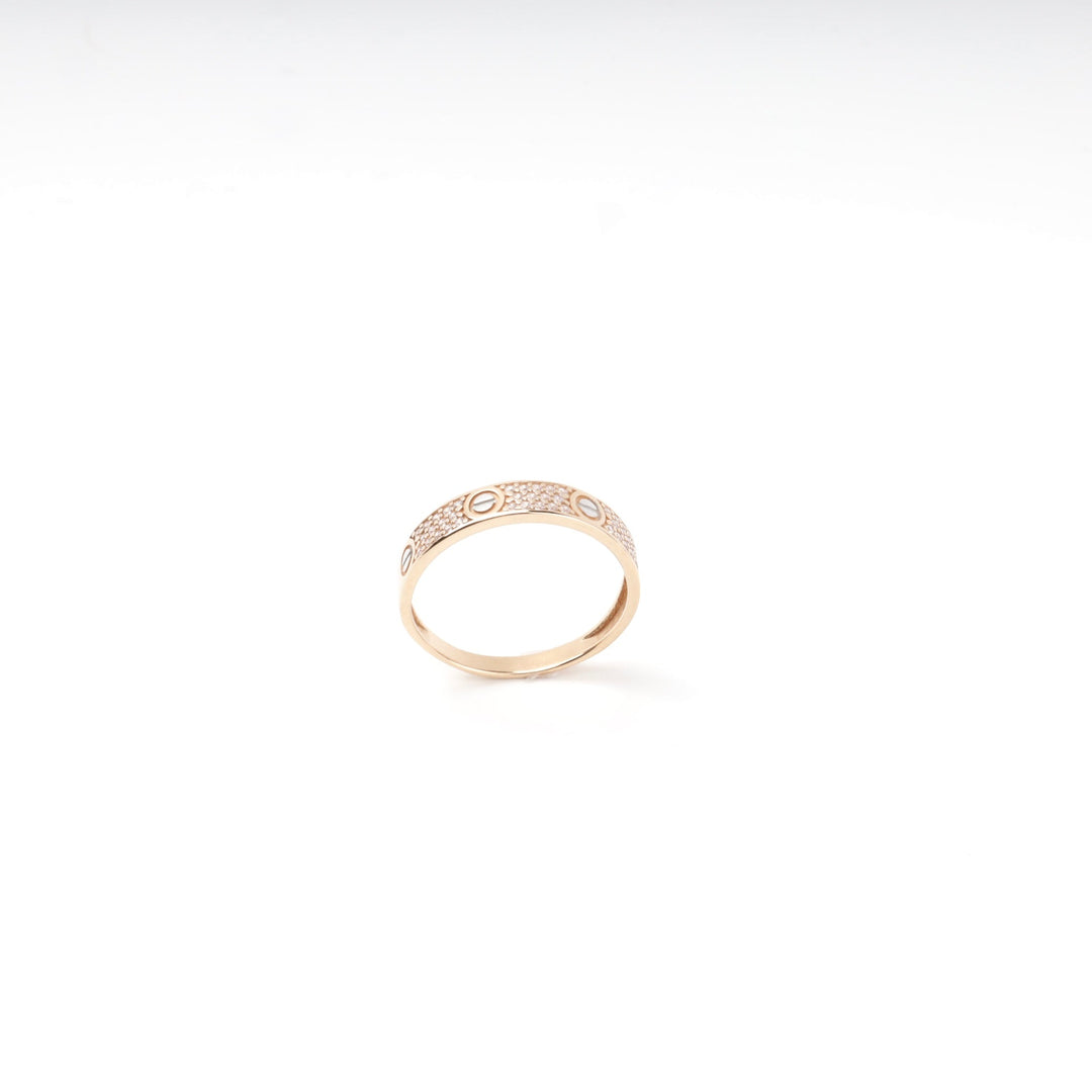 Gold 585 Screw-Motif Band Ring with Cubic Zirconia | Ukrainian Jewelry