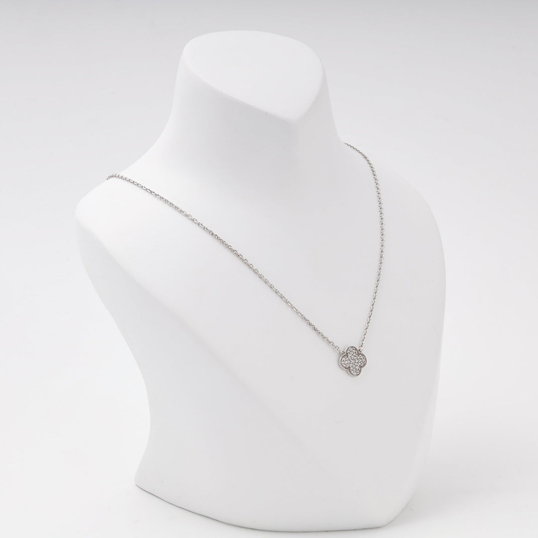 Silver 925 Clover Pendant Necklace with Cubic Zirconia | Ukrainian Jewelry