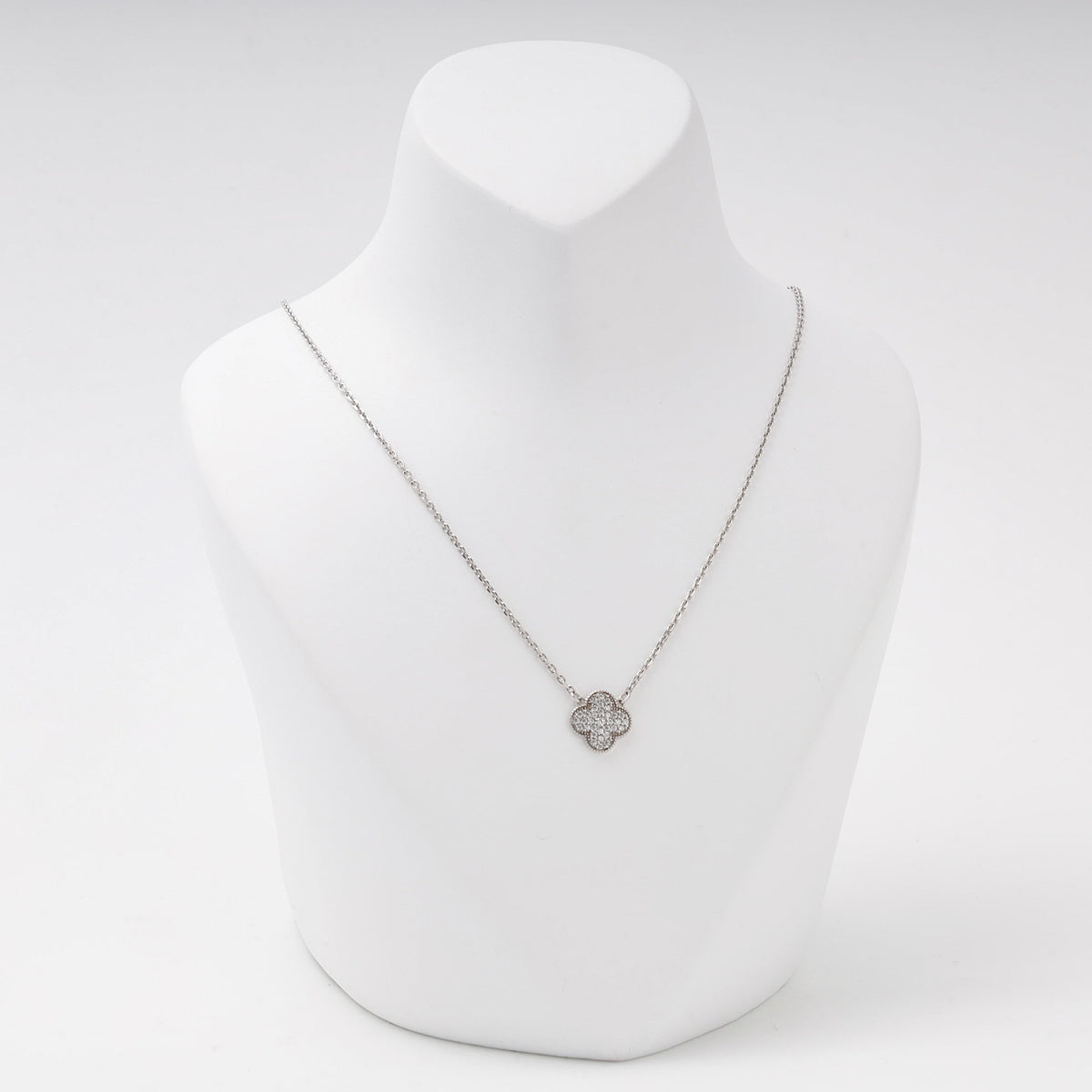 Silver 925 Clover Pendant Necklace with Cubic Zirconia | Ukrainian Jewelry