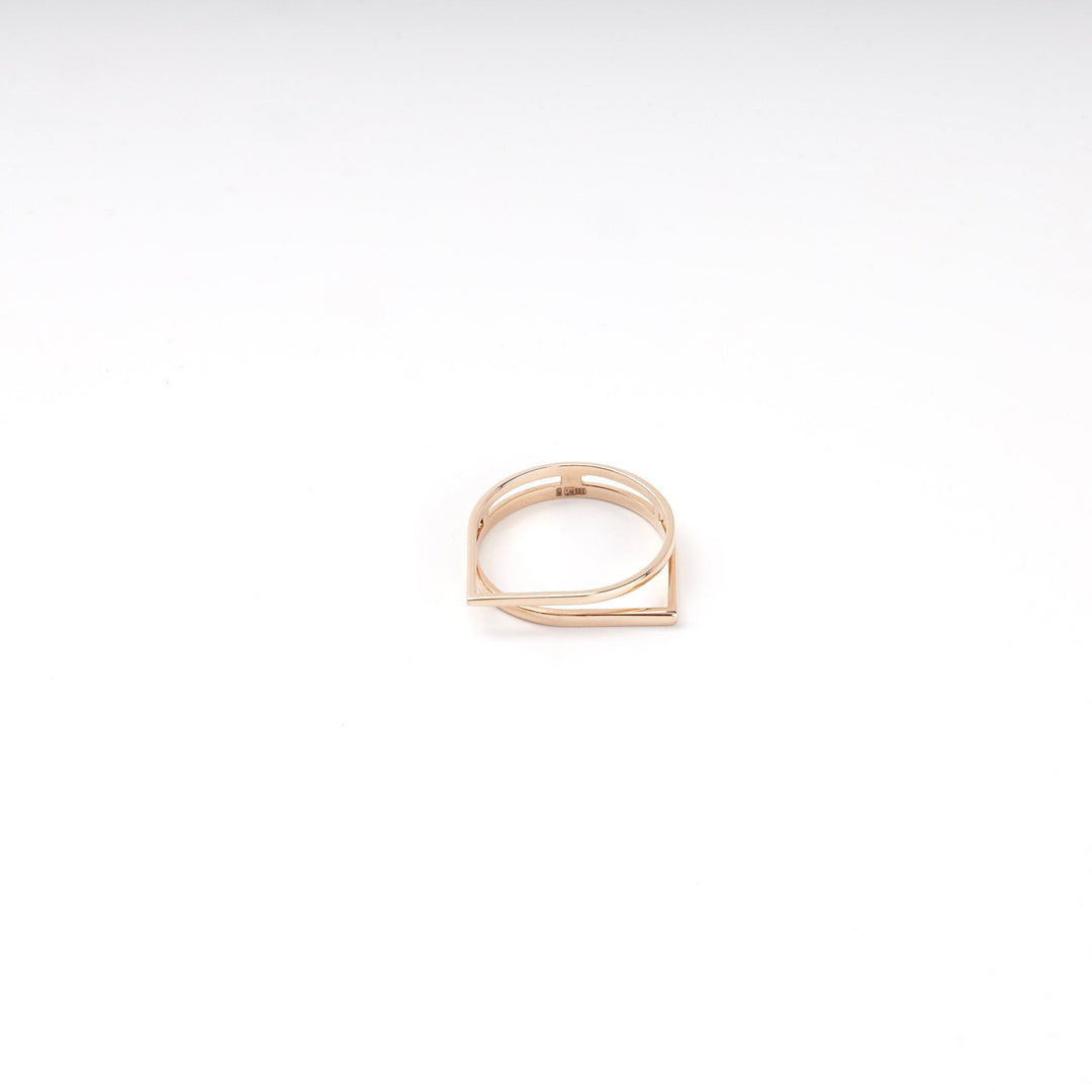 Rose Gold 585 Minimalist Geometric Ring | Ukrainian Jewelry