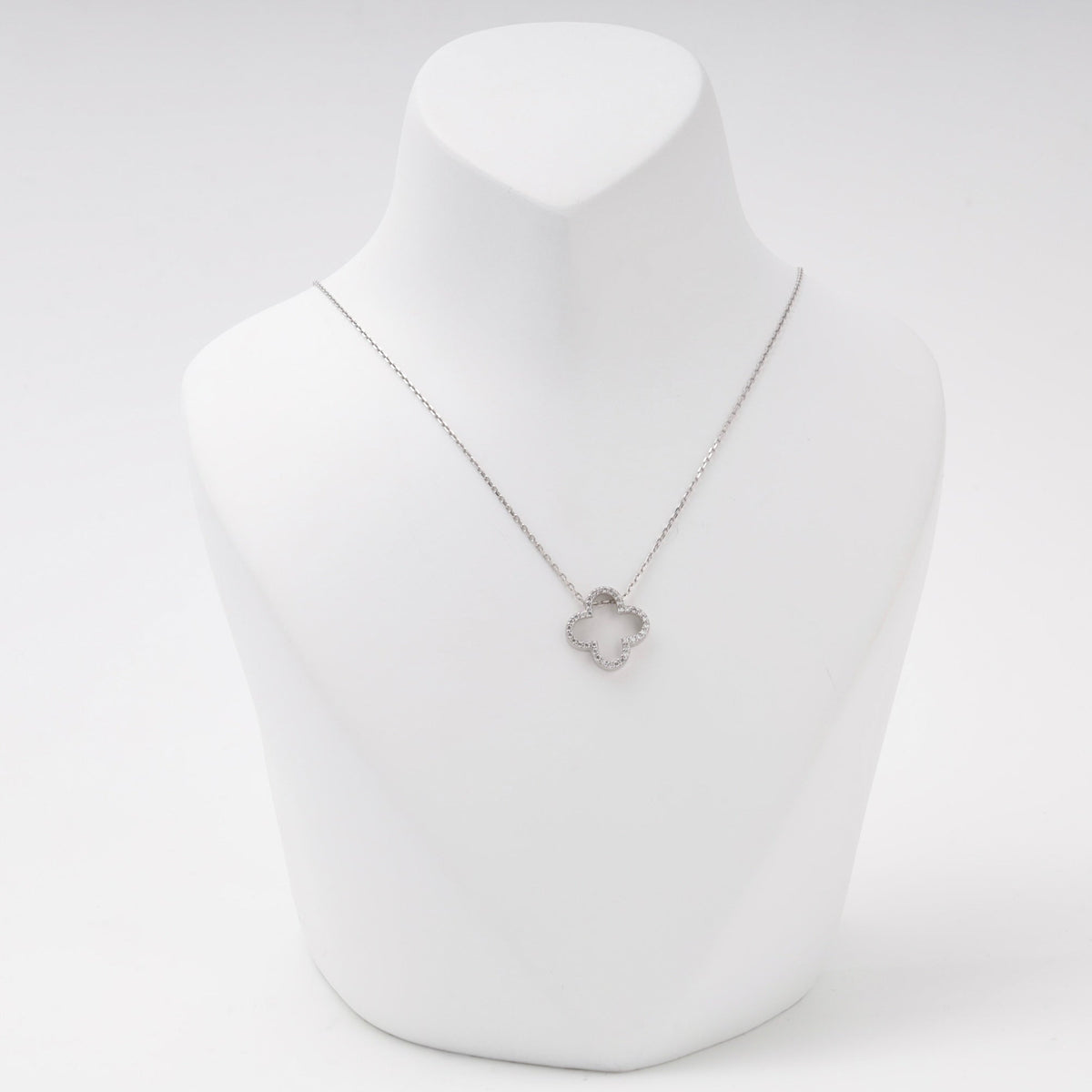 Silver 925 Open Clover Pendant Necklace with Cubic Zirconia | Ukrainian Jewelry