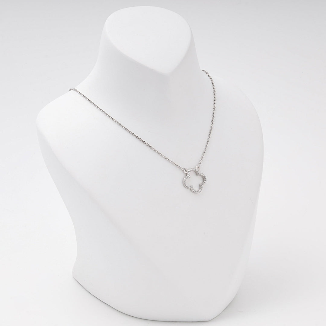 Silver 925 Clover CZ Pendant Necklace | Ukrainian Jewelry
