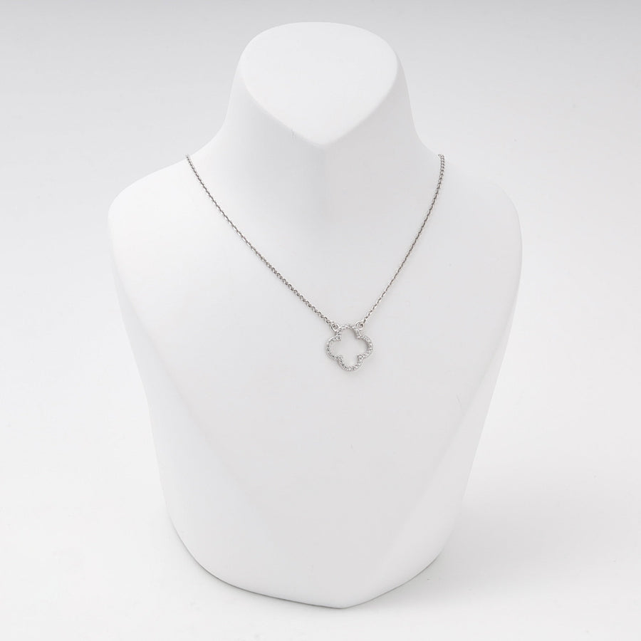 Silver 925 Clover CZ Pendant Necklace | Ukrainian Jewelry