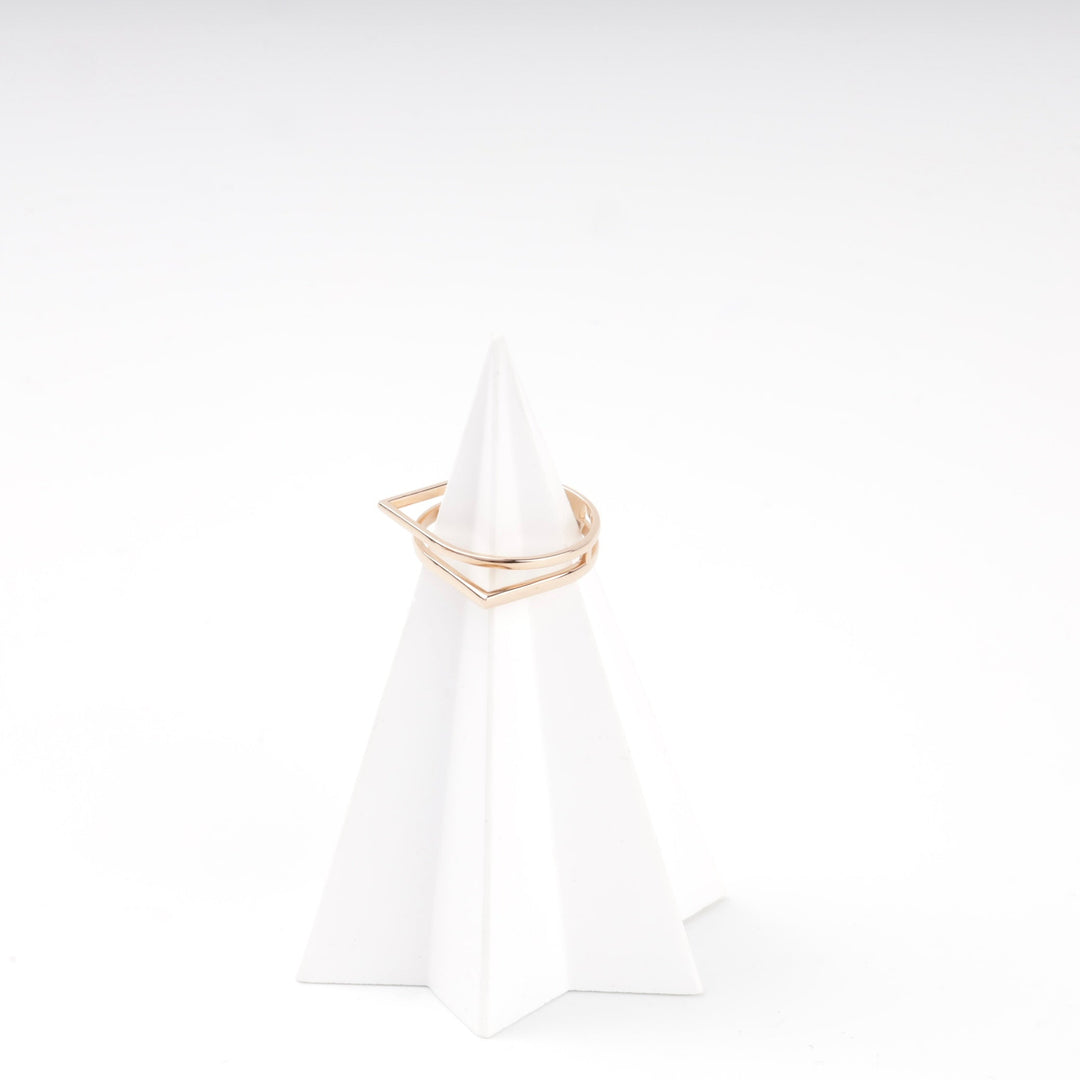 Rose Gold 585 Minimalist Geometric Ring | Ukrainian Jewelry