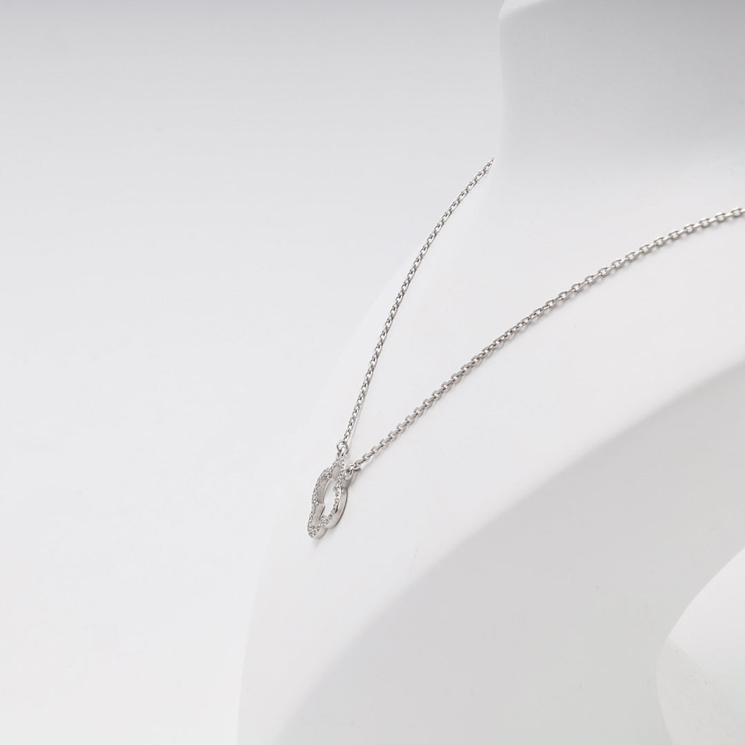 Silver 925 Clover CZ Pendant Necklace | Ukrainian Jewelry