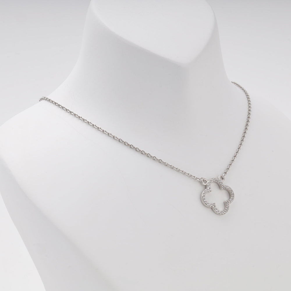 Silver 925 Clover CZ Pendant Necklace | Ukrainian Jewelry
