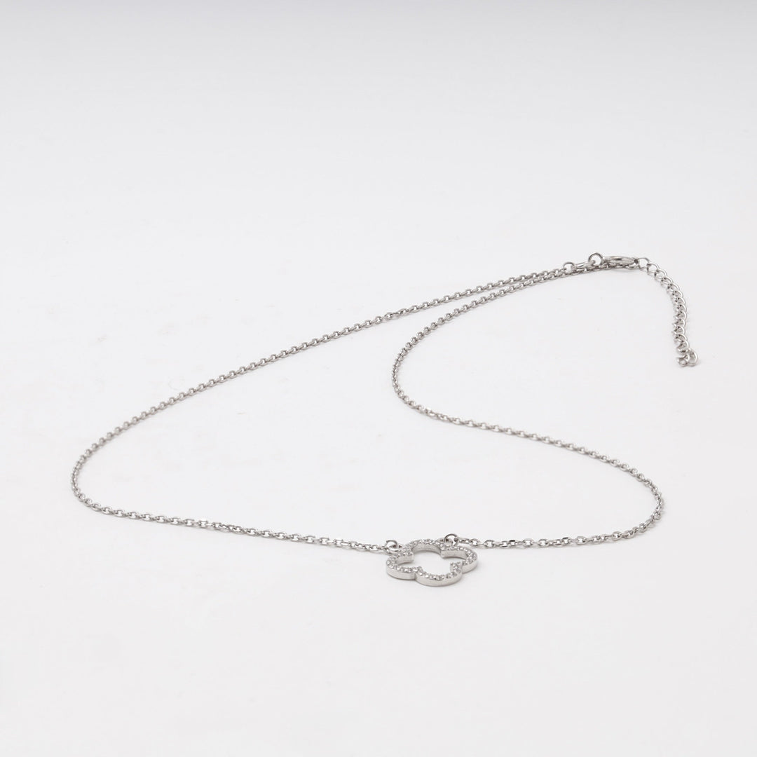 Silver 925 Clover CZ Pendant Necklace | Ukrainian Jewelry