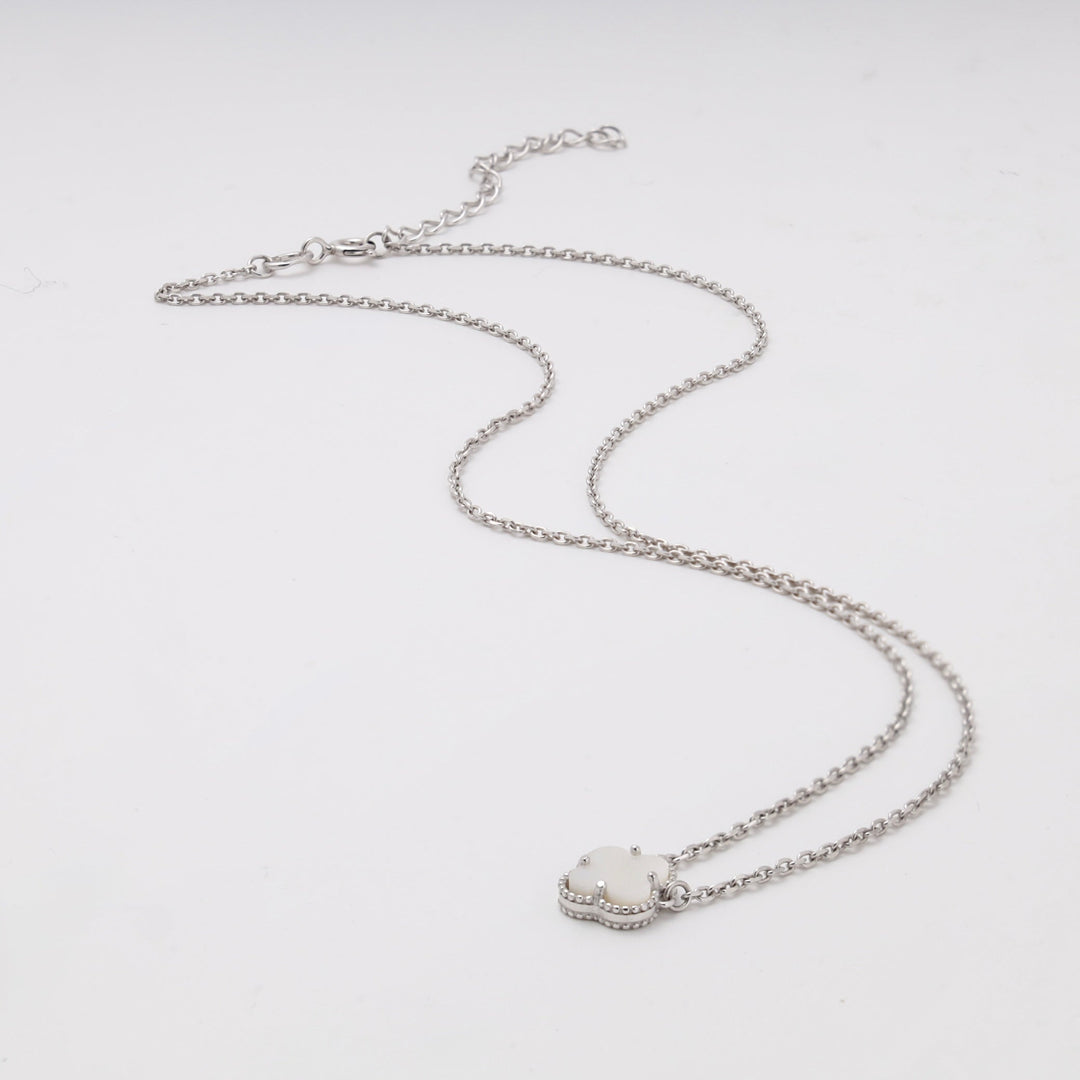 Silver 925 Clover Pendant Necklace with Mother-of-Pearl | Ukrainian Jewelry