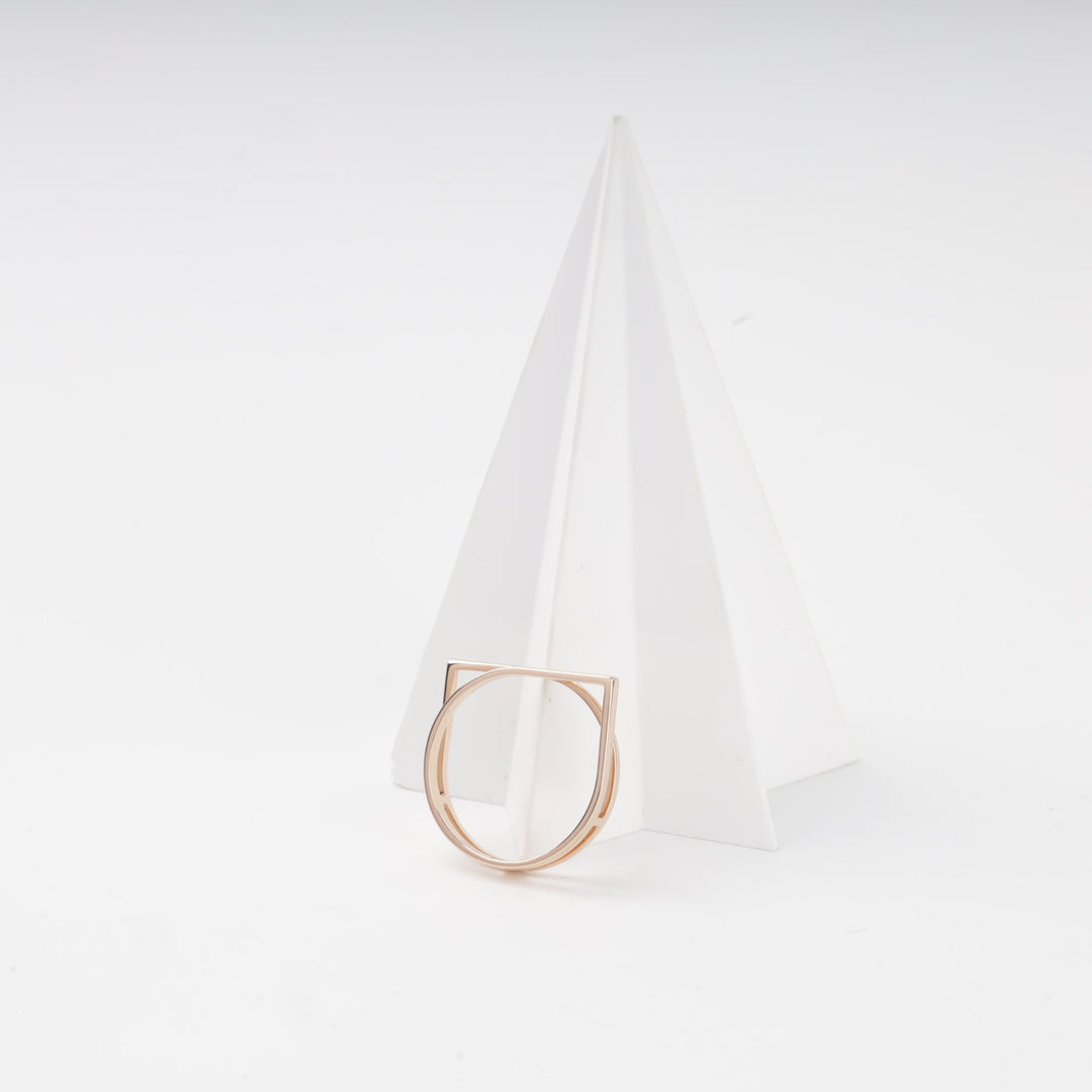 Rose Gold 585 Minimalist Geometric Ring | Ukrainian Jewelry