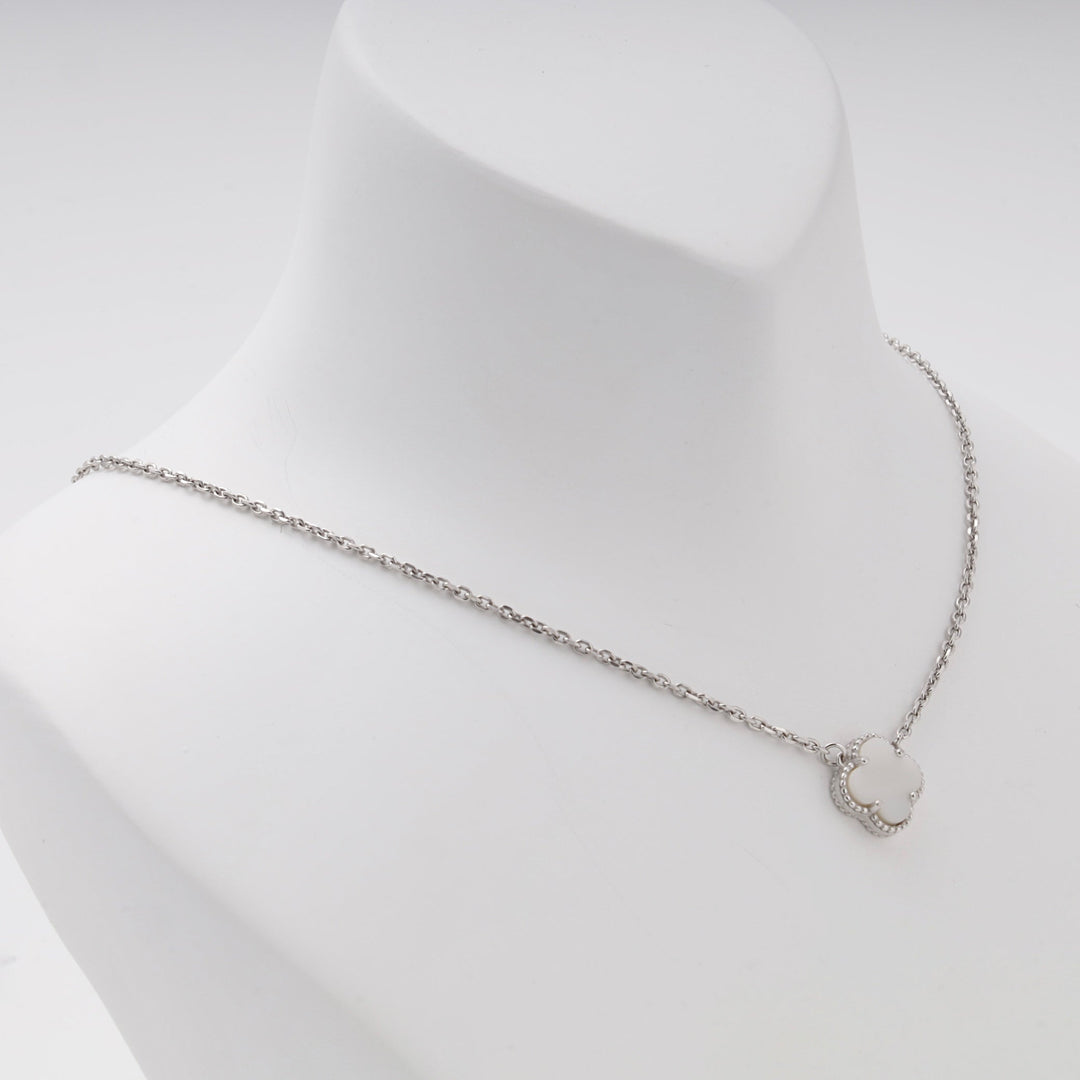 Silver 925 Clover Pendant Necklace with Mother-of-Pearl | Ukrainian Jewelry