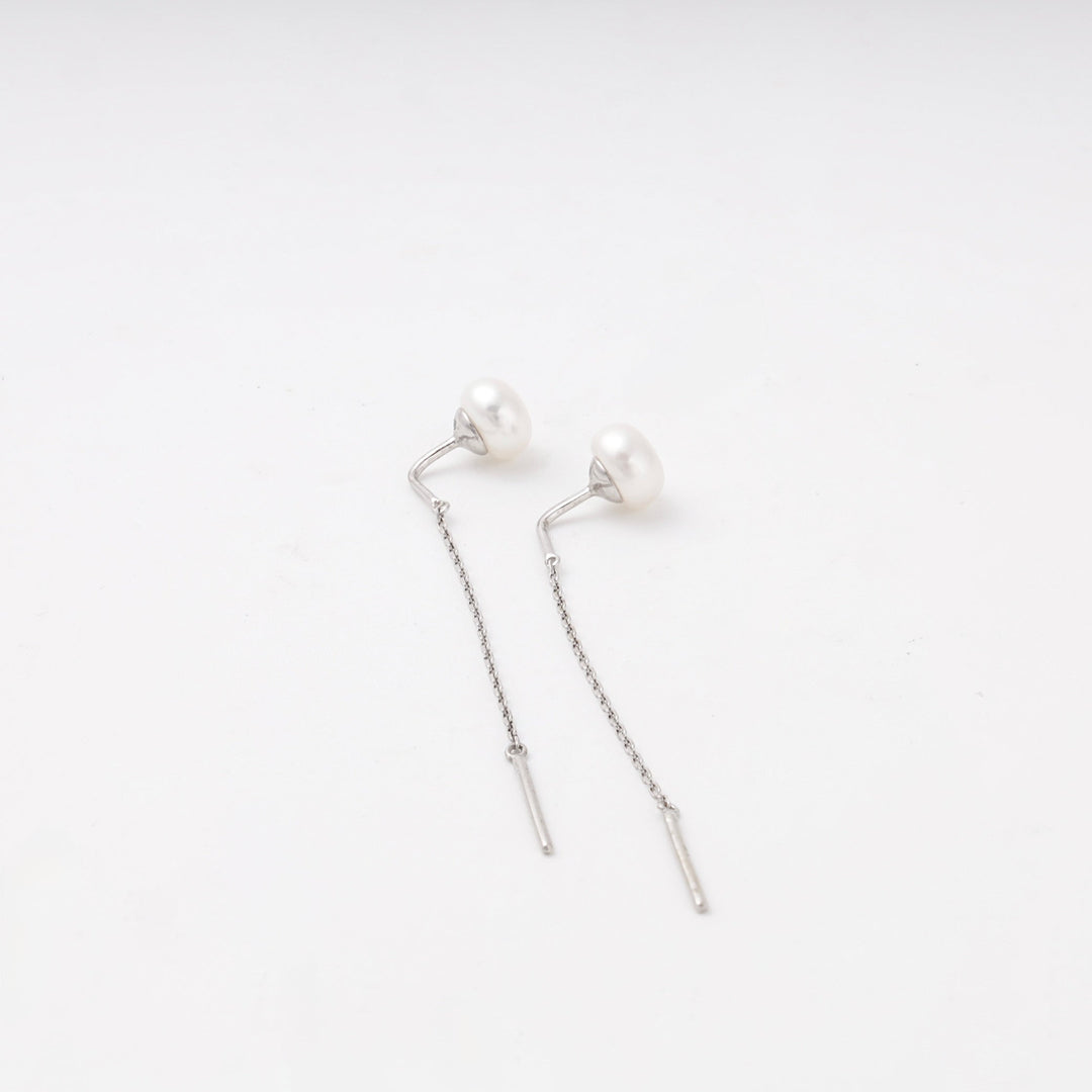 Silver 925 Pearl Threader Earrings | Ukrainian Jewelry