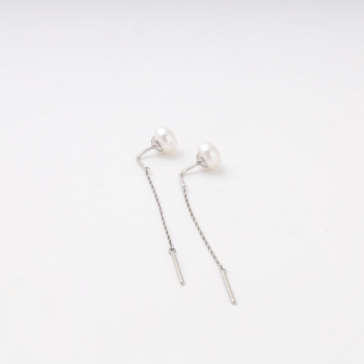 Silver 925 Pearl Threader Earrings | Ukrainian Jewelry