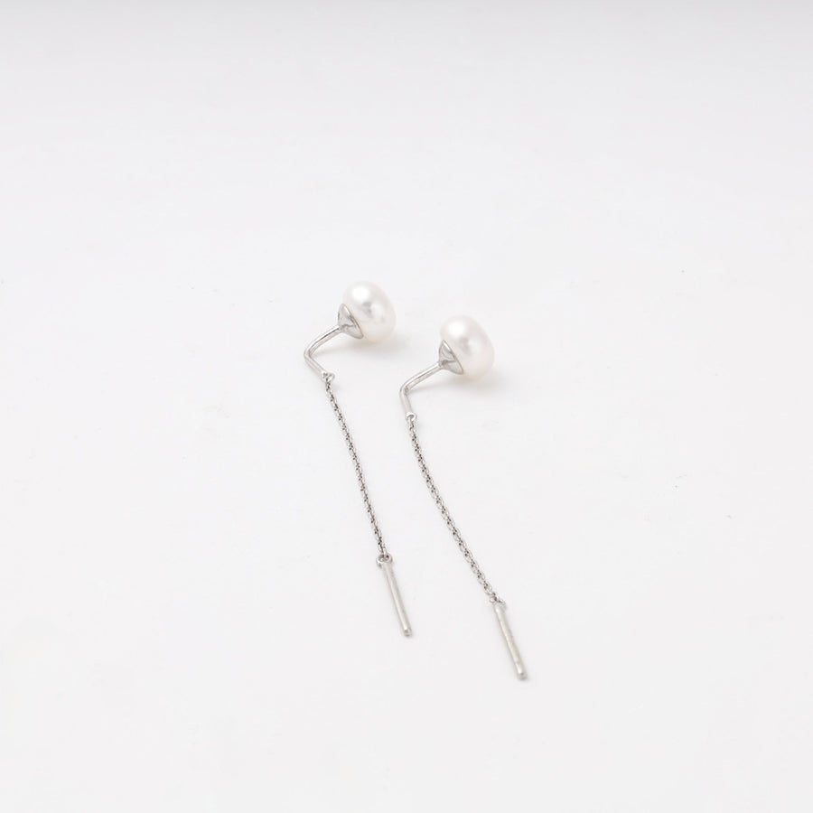 Silver 925 Pearl Threader Earrings | Ukrainian Jewelry