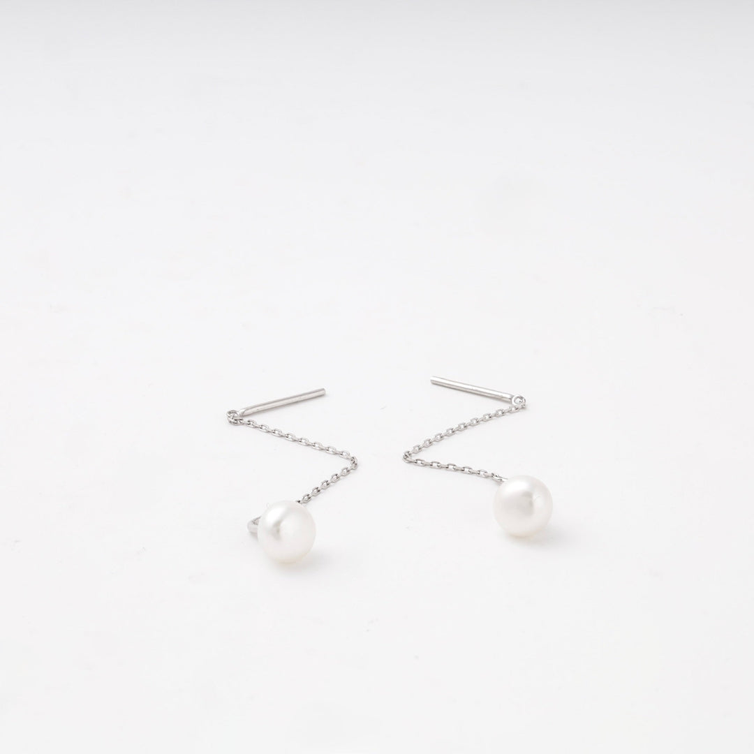Silver 925 Pearl Threader Earrings | Ukrainian Jewelry