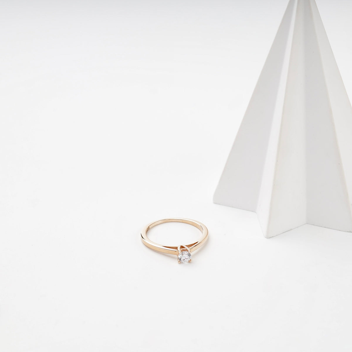 Rose Gold 14K (585) Royal Cubic Zirconia Solitaire Ring | Ukrainian Jewelry