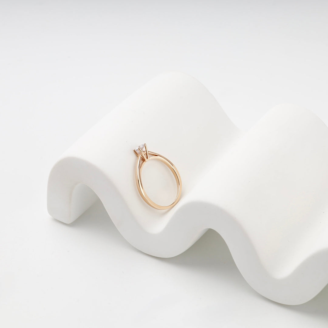 Rose Gold 14K (585) Royal Cubic Zirconia Solitaire Ring | Ukrainian Jewelry