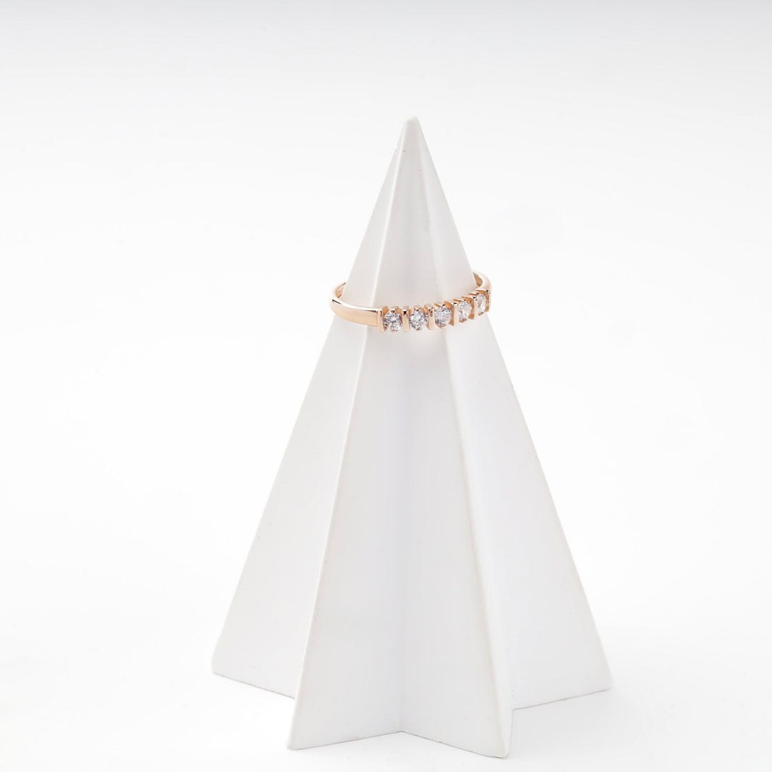 Rose Gold 14K (585) Five-Stone Cubic Zirconia Ring | Ukrainian Jewelry
