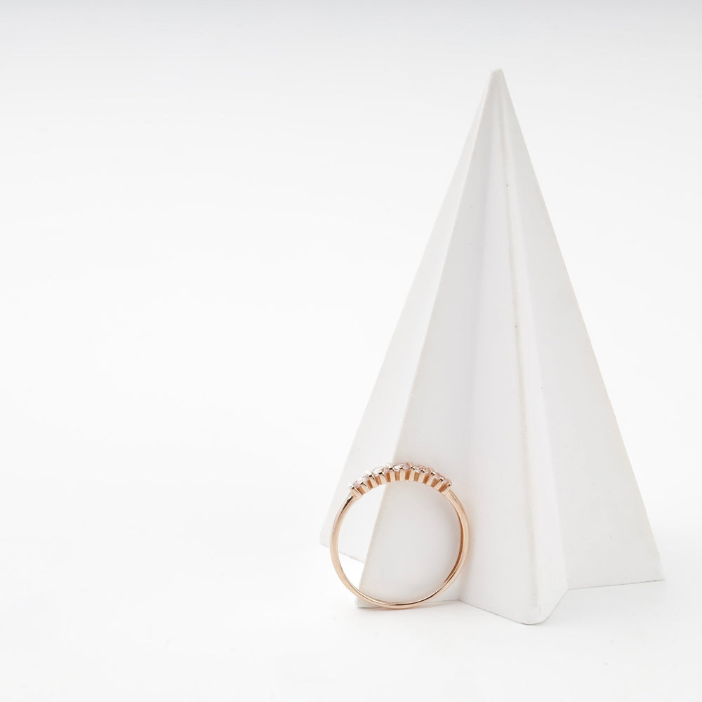 Rose Gold 14K (585) Five-Stone Cubic Zirconia Ring | Ukrainian Jewelry