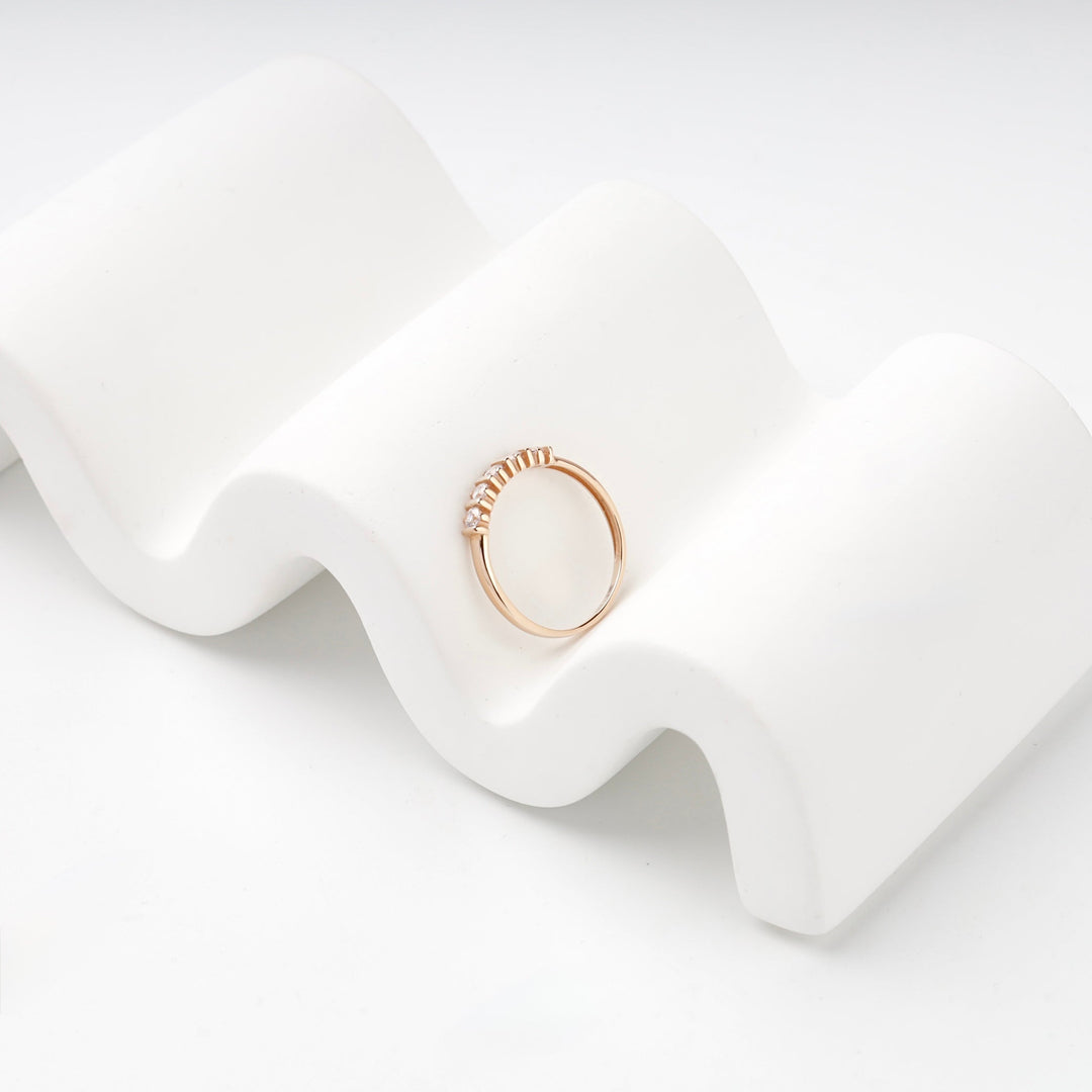 Rose Gold 14K (585) Five-Stone Cubic Zirconia Ring | Ukrainian Jewelry