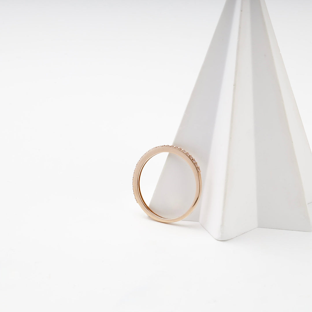 Rose Gold 14K (585) Cubic Zirconia Half-Eternity Ring | Ukrainian Jewelry