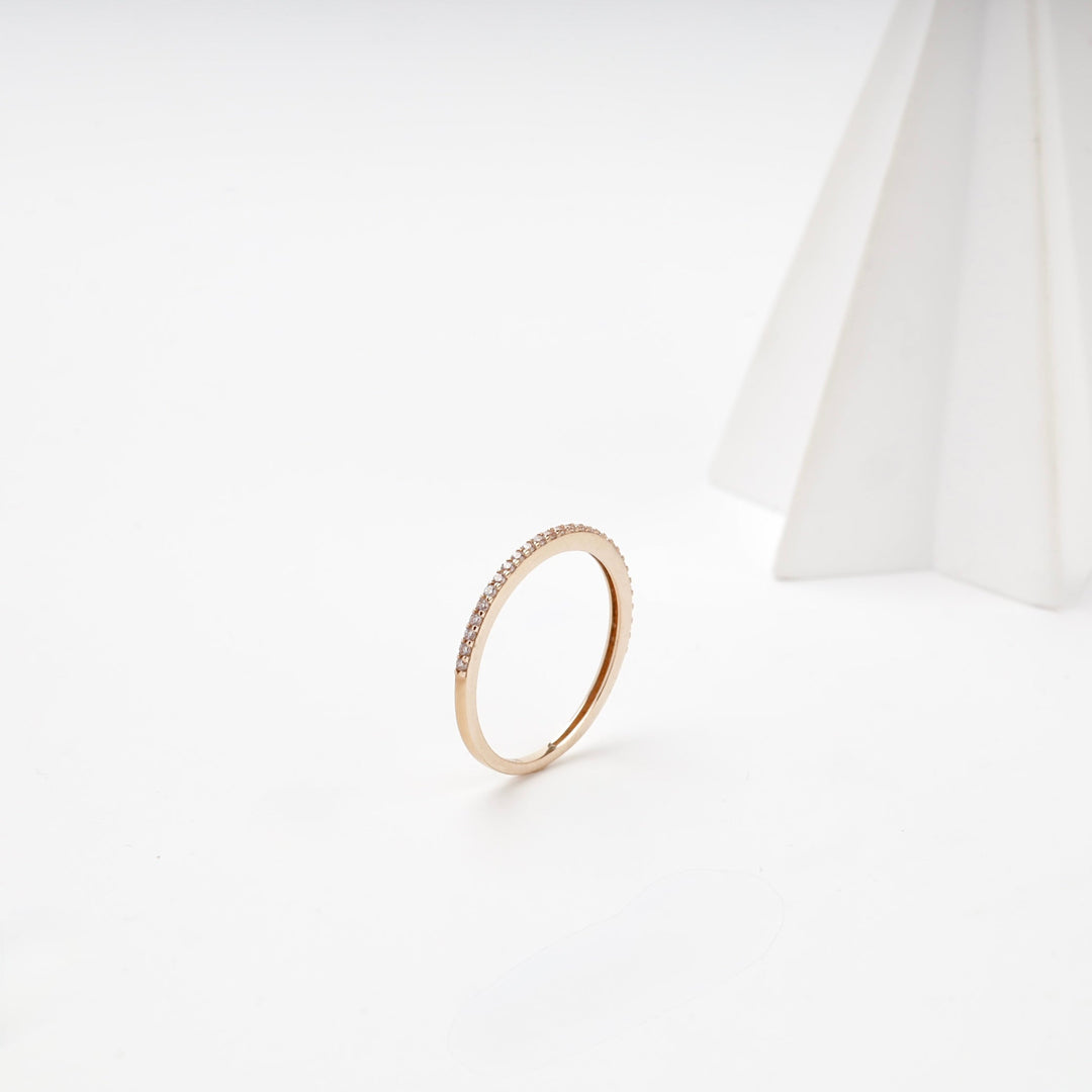 Rose Gold 14K (585) Cubic Zirconia Half-Eternity Ring | Ukrainian Jewelry