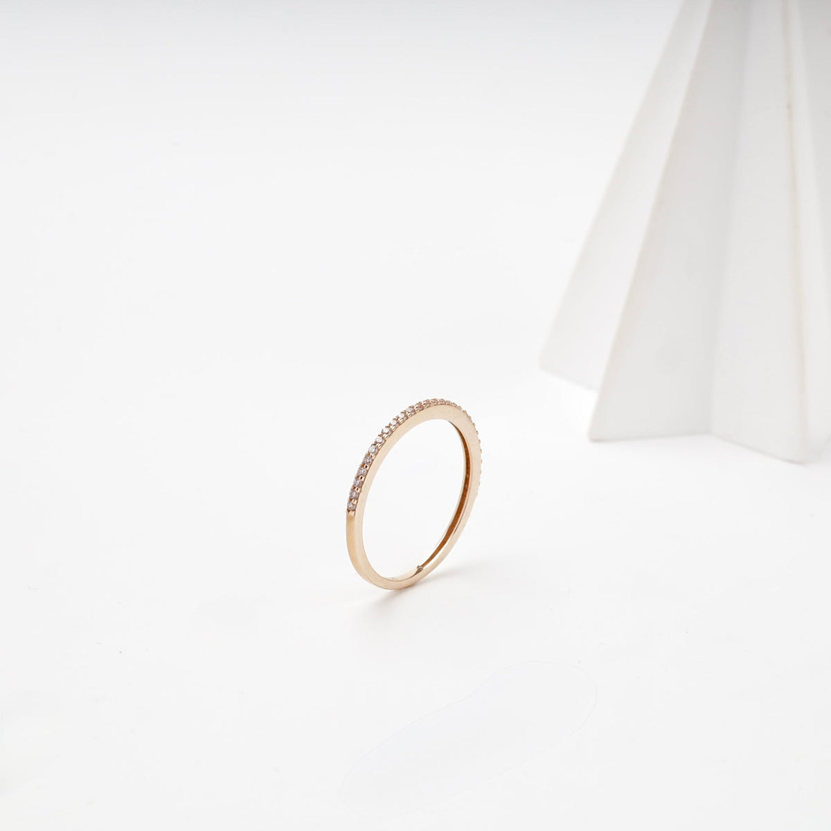 Rose Gold 14K (585) Cubic Zirconia Half-Eternity Ring | Ukrainian Jewelry