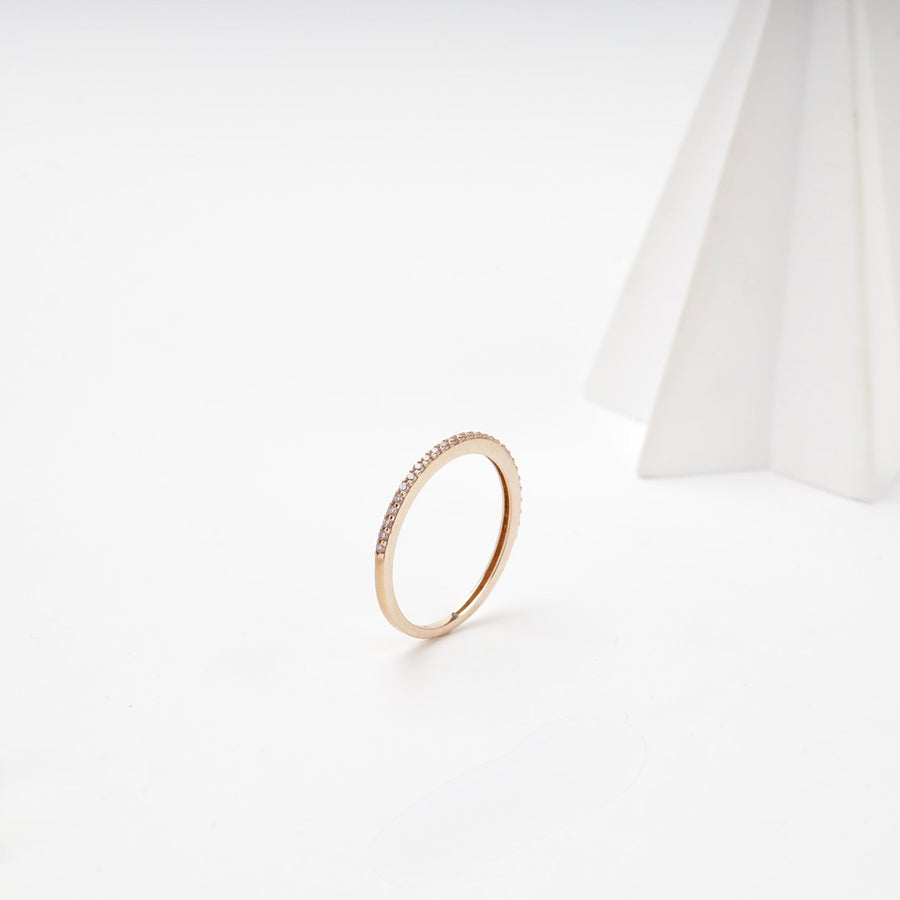 Rose Gold 14K (585) Cubic Zirconia Half-Eternity Ring | Ukrainian Jewelry