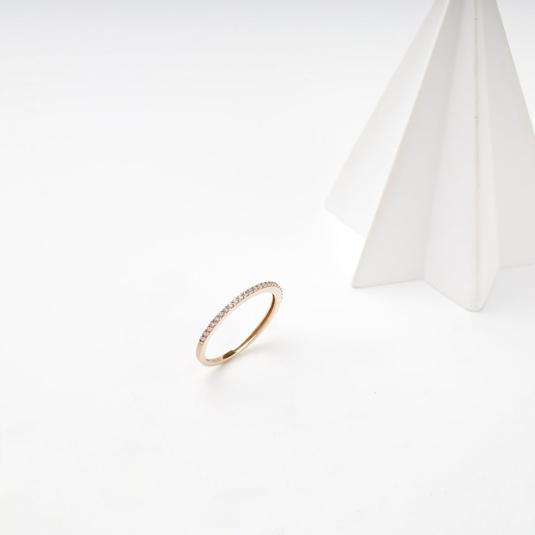 Rose Gold 14K (585) Cubic Zirconia Half-Eternity Ring | Ukrainian Jewelry