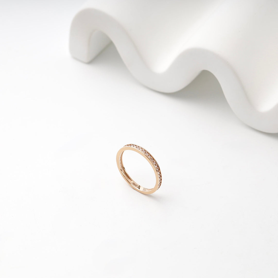 Rose Gold 14K (585) Cubic Zirconia Slim Band Ring | Ukrainian Jewelry
