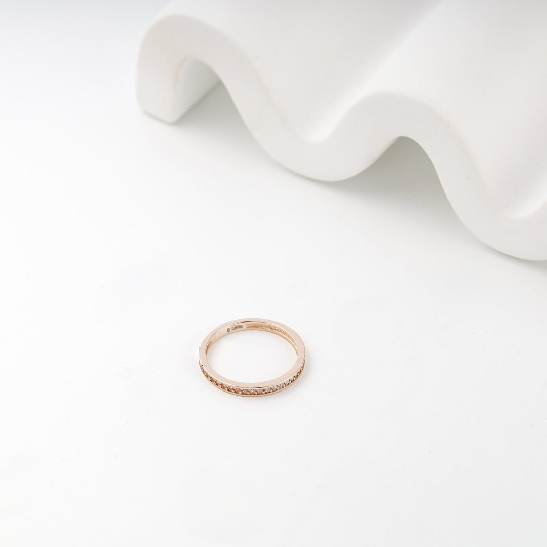 Rose Gold 14K (585) Cubic Zirconia Slim Band Ring | Ukrainian Jewelry