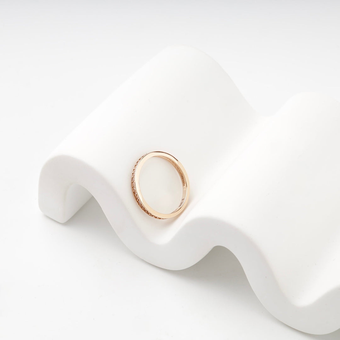 Rose Gold 14K (585) Cubic Zirconia Slim Band Ring | Ukrainian Jewelry