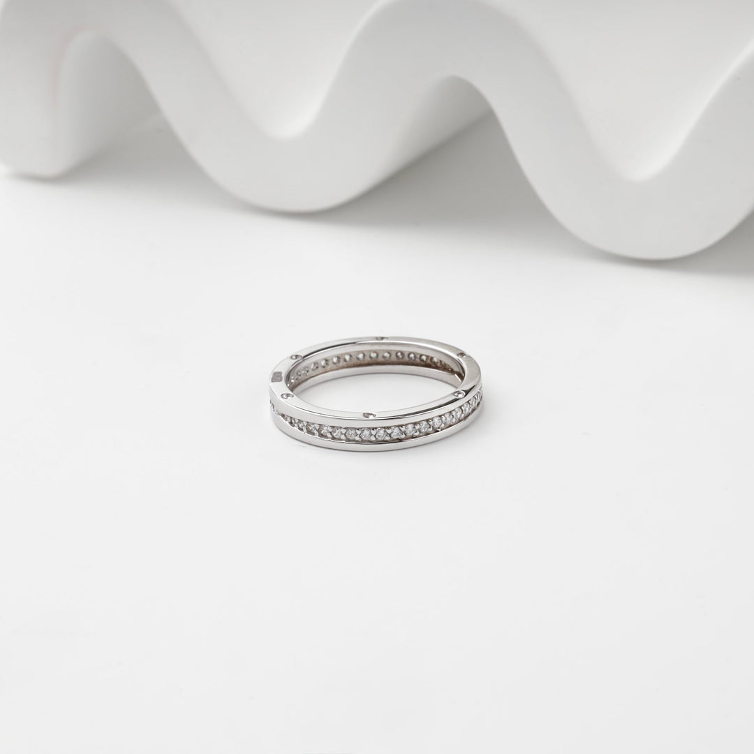White Gold 14K (585) Cubic Zirconia Channel Ring | Ukrainian Jewelry