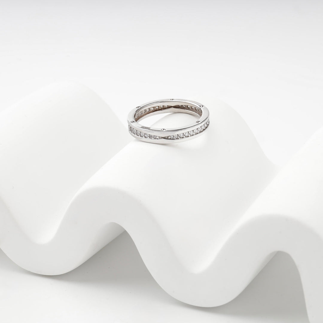 White Gold 14K (585) Cubic Zirconia Channel Ring | Ukrainian Jewelry
