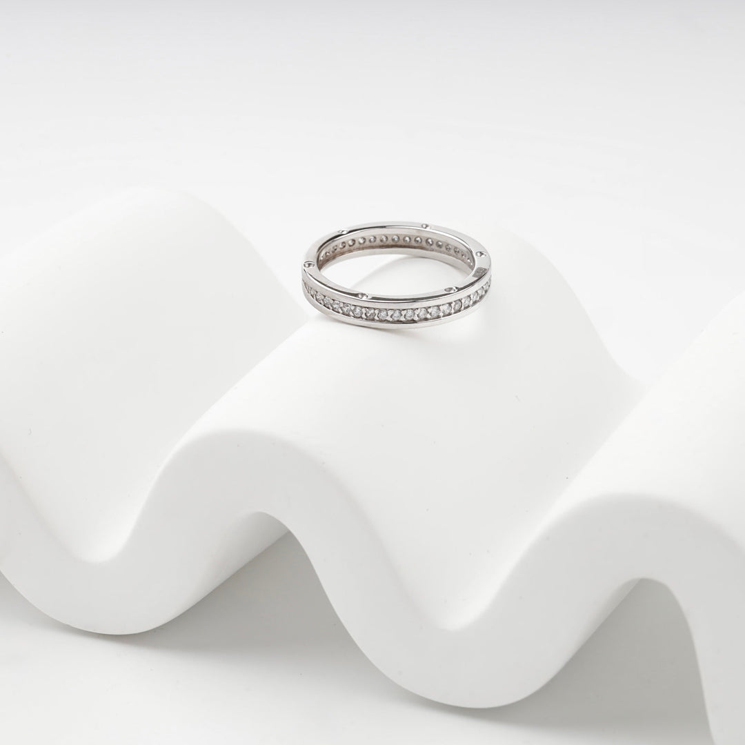 White Gold 14K (585) Cubic Zirconia Channel Ring | Ukrainian Jewelry