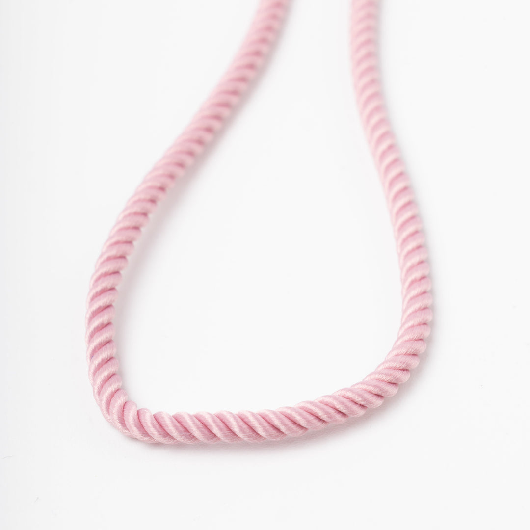 Pink Twisted Silk Cord Necklace 14K (585) Rose Gold Clasp | Ukrainian Jewelry