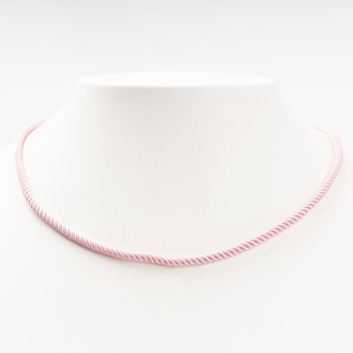 Pink Twisted Silk Cord Necklace 14K (585) Rose Gold Clasp | Ukrainian Jewelry