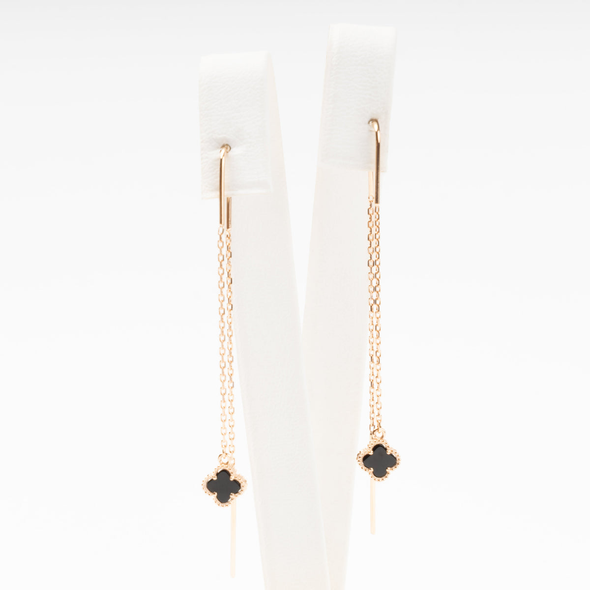 Rose Gold Threader Earrings with Black Onyx | Ukrainian Jewelry