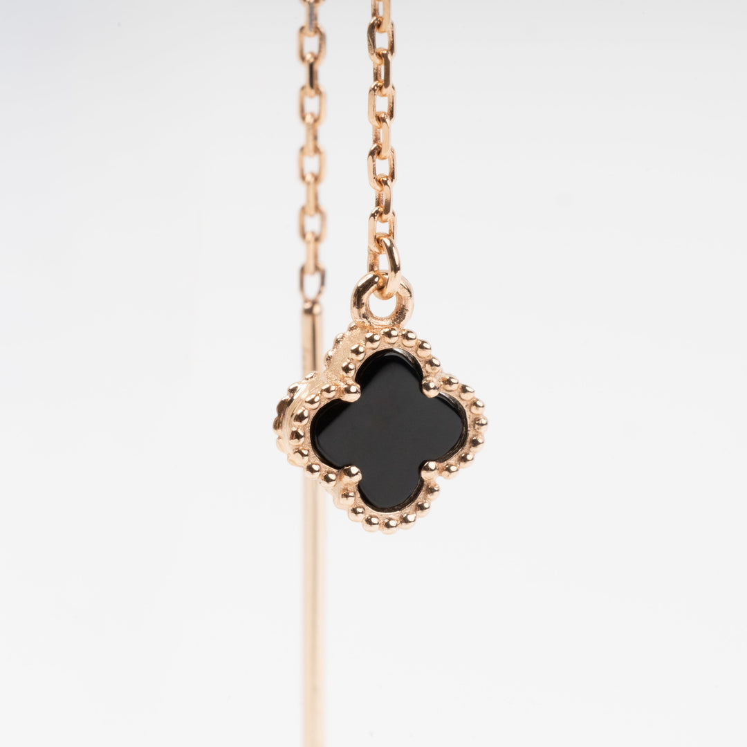 Rose Gold Threader Earrings with Black Onyx | Ukrainian Jewelry